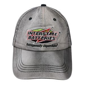 Interstate Batteries Strapback Hat Gray One Size Vent Holes Embroidered